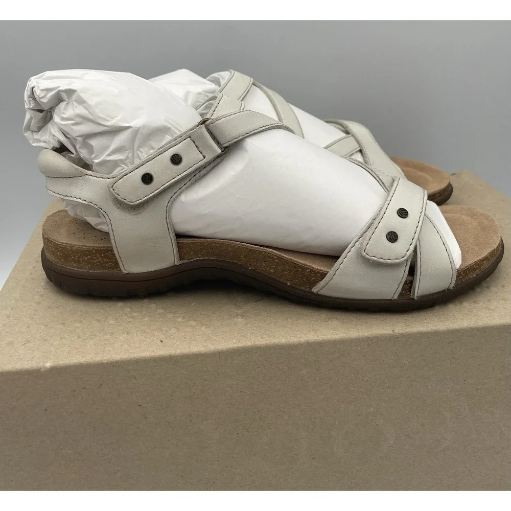 Taos Footwear Women's Leather Sandals Grand Z Off White 6M New In Box Comfort